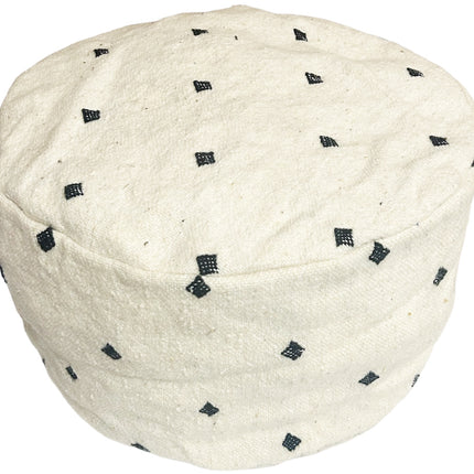 Pouf ou coussin de sol marocain kilim naturel noir et blanc