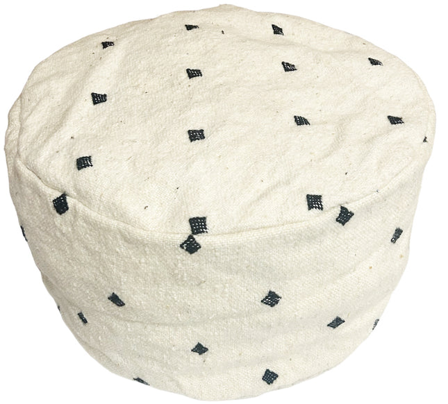 Pouf ou coussin de sol marocain kilim naturel noir et blanc