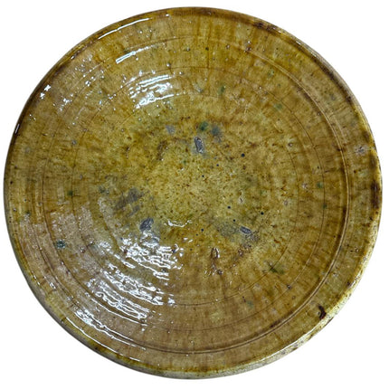 Plat en poterie Tamegroute - jaune ocre Ø30 cm