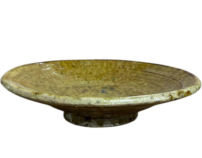 Plat en poterie Tamegroute - jaune ocre Ø30 cm