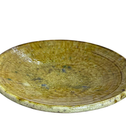 Plat en poterie Tamegroute - jaune ocre Ø30 cm