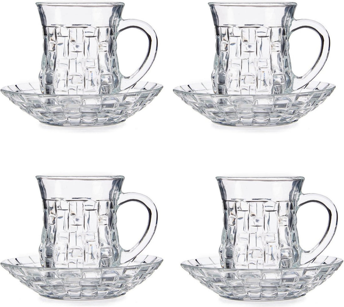Marokkaanse theeglazen met schotel – set van 4, 125 ml