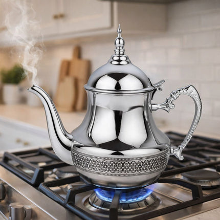 Théière marocaine en inox – Théière arabe traditionnelle – Disponible en 0,8 / 1 / 1,5 / 1,8 Litre