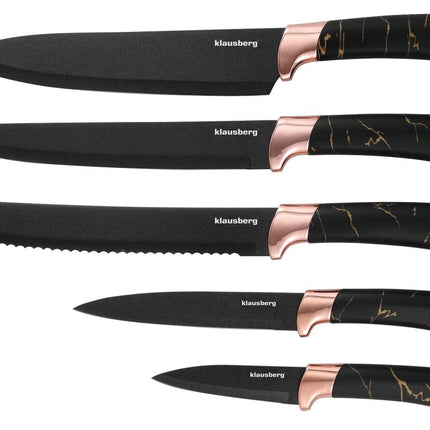 Klausberg - Jeu de Couteaux avec Bloc - Noir et Bronze, 6 pièces