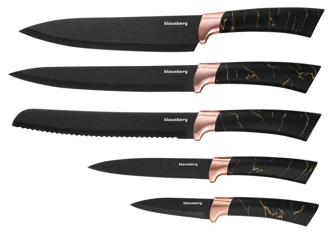 Klausberg - Jeu de Couteaux avec Bloc - Noir et Bronze, 6 pièces