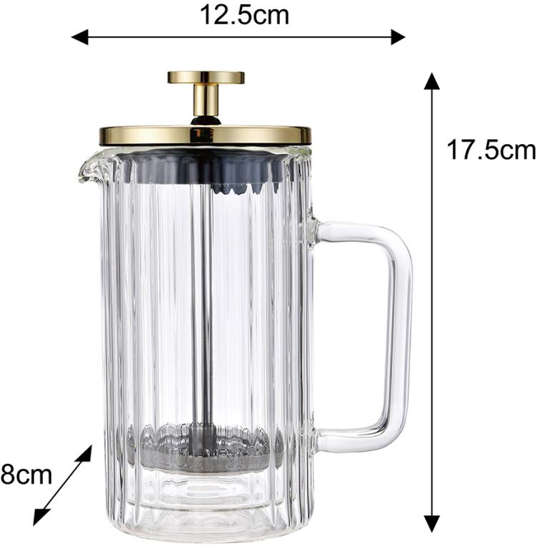 Klausberg Koffie- en Thee Zetter met Piston - Dubbelwandig Glas - 350 ml
