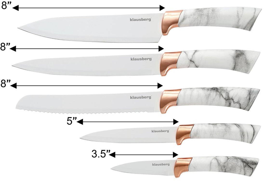 Klausberg Knife Set with Block - Marble Look, 5-piece