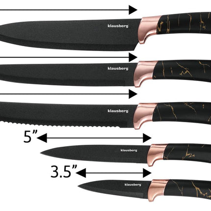 Klausberg - Jeu de Couteaux avec Bloc - Noir et Bronze, 6 pièces