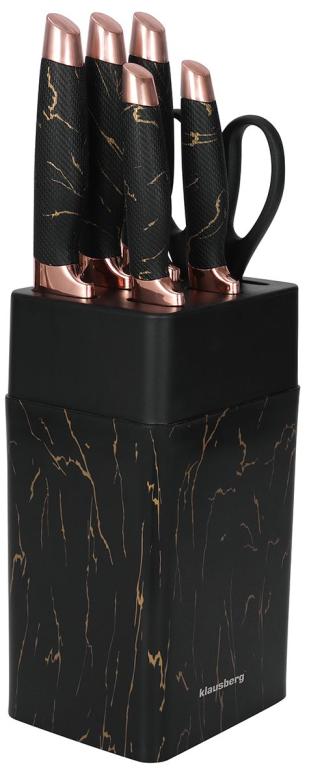 Klausberg Set de couteaux avec bloc - Design noir et bronze, 7 pièces