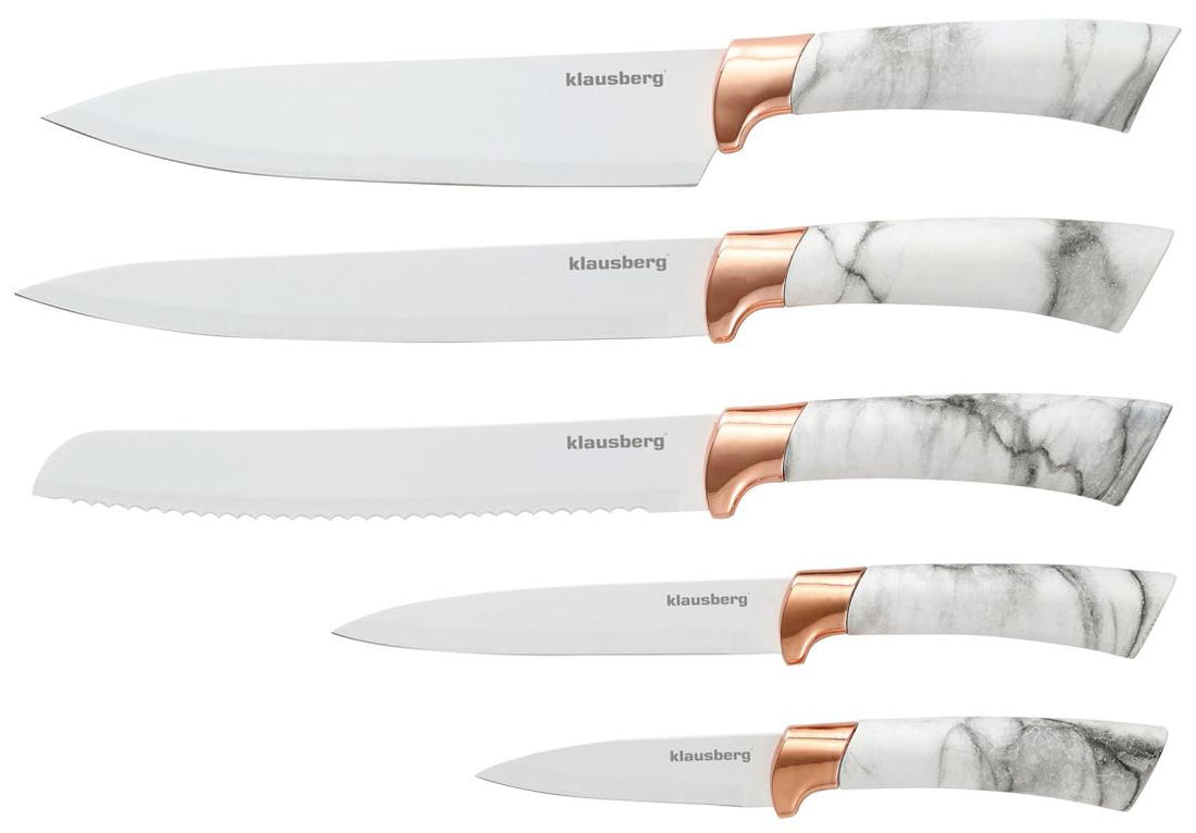 Klausberg Knife Set with Block - Marble Look, 5-piece