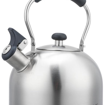 KingHoff Bouilloire Siffleuse en Acier Inoxydable 2,5L – Compatible Toutes Sources de Chaleur, Avec Sifflet et Poignée Ergonomique