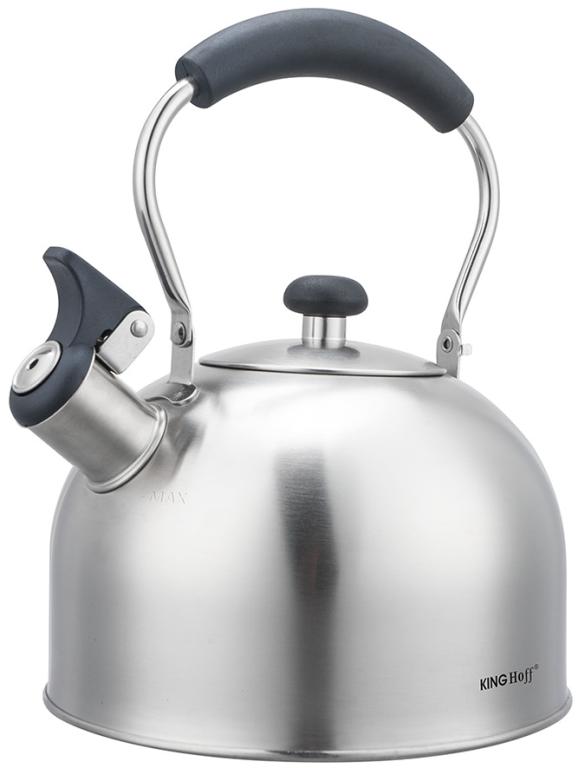 KingHoff RVS Fluitketel 2, 5L – Geschikt voor Alle Warmtebronnen, Met Fluitsignaal en Ergonomisch Handvat