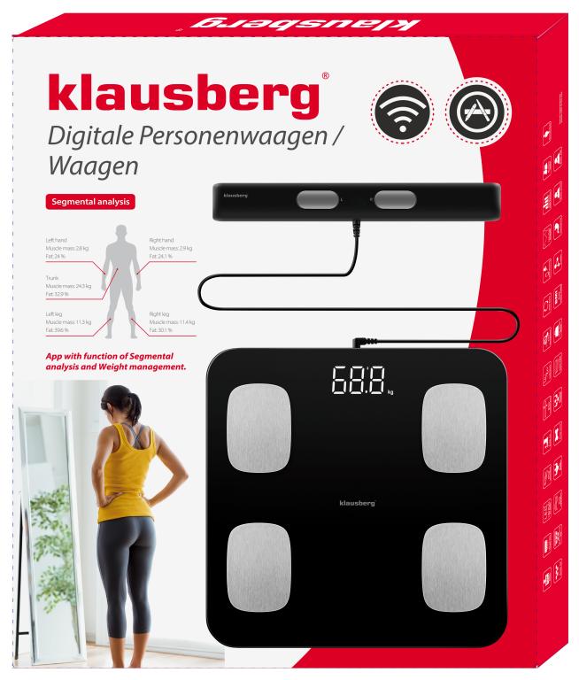 Klausberg Smart Digital Electronic Personal Scale with body analysis - bathroom scale with app - Weight and BMI - Smart scale body fat percentage WHITE