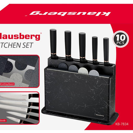 Klausberg – Ensemble de couteaux et planches à découper 10 pièces
