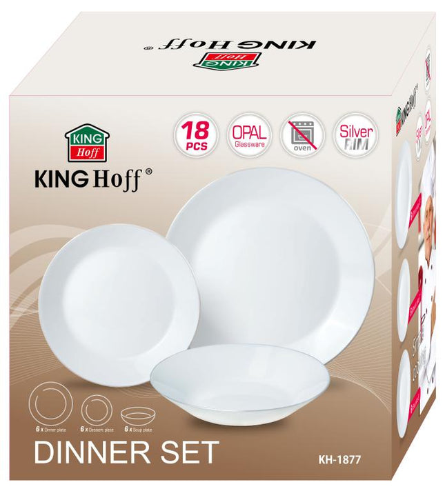 Kinghoff Ensemble de Vaisselle – Élégance Intemporelle avec Accents Argentés