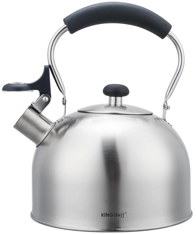 KingHoff RVS Fluitketel 2, 5L – Geschikt voor Alle Warmtebronnen, Met Fluitsignaal en Ergonomisch Handvat