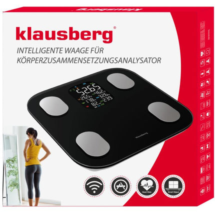 Klausberg Pèse-personne intelligent Bluetooth avec analyse corporelle et écran couleur