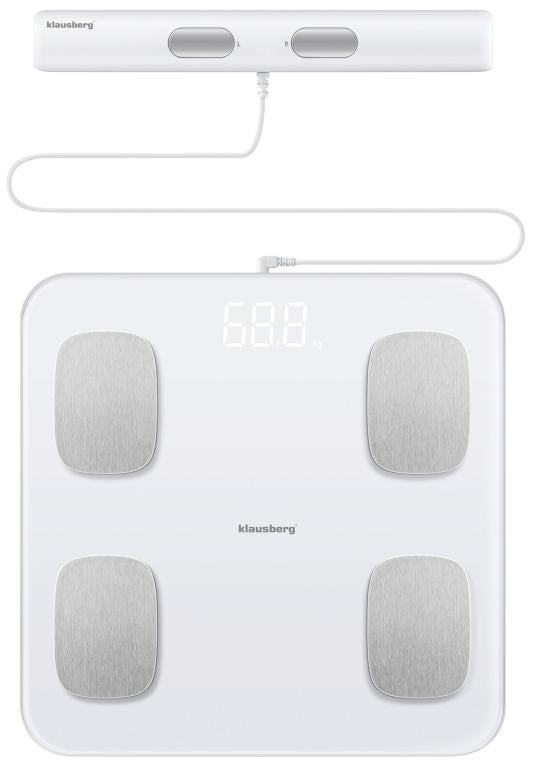Klausberg Smart Digital Electronic Personal Scale with body analysis - bathroom scale with app - Weight and BMI - Smart scale body fat percentage WHITE