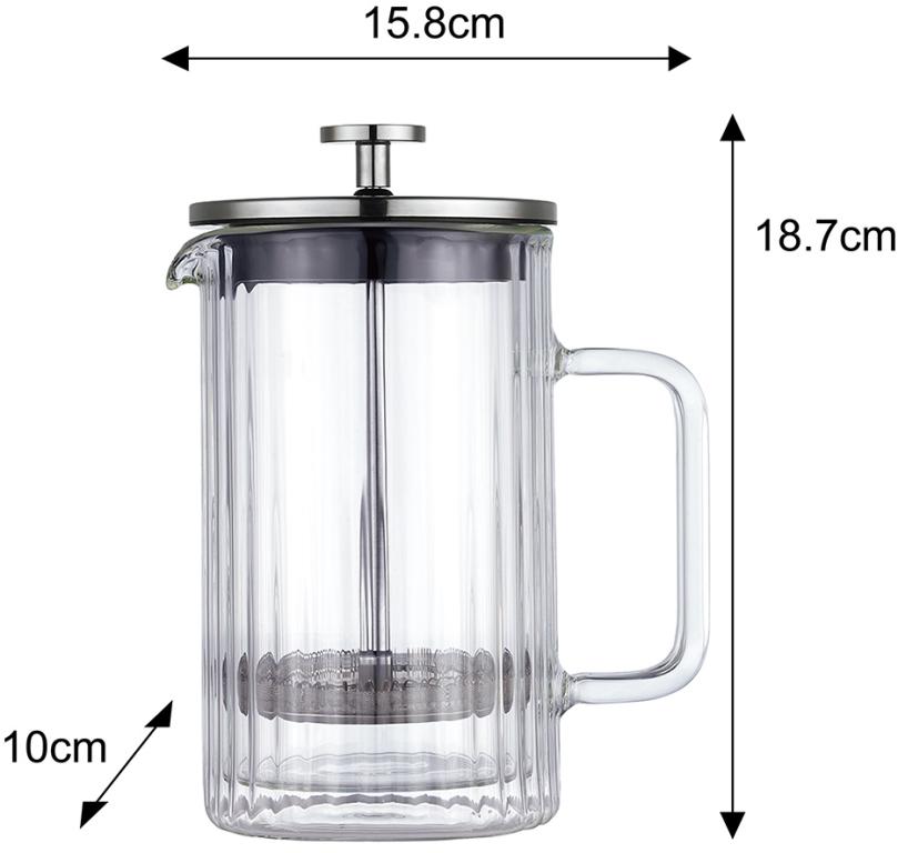 Klausberg KB7757 Piston Koffie- / Thee Zetter - Glas - 0,6 L