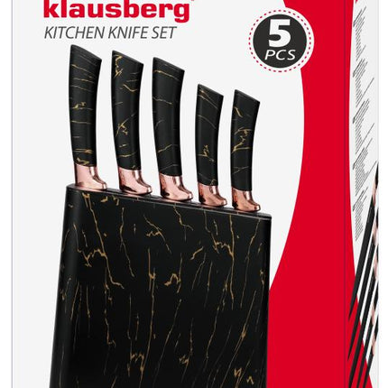 Klausberg - Jeu de Couteaux avec Bloc - Noir et Bronze, 6 pièces