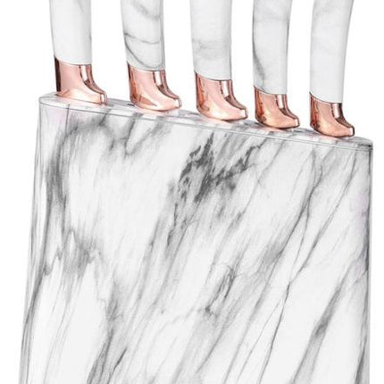 Klausberg Ensemble de Couteaux avec Bloc - Design Blanc et Or Rose, 6 pièces