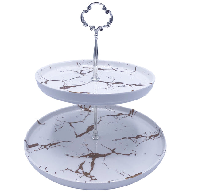 Étagère en mélaminé - 2 pièces - Aspect marbre blanc