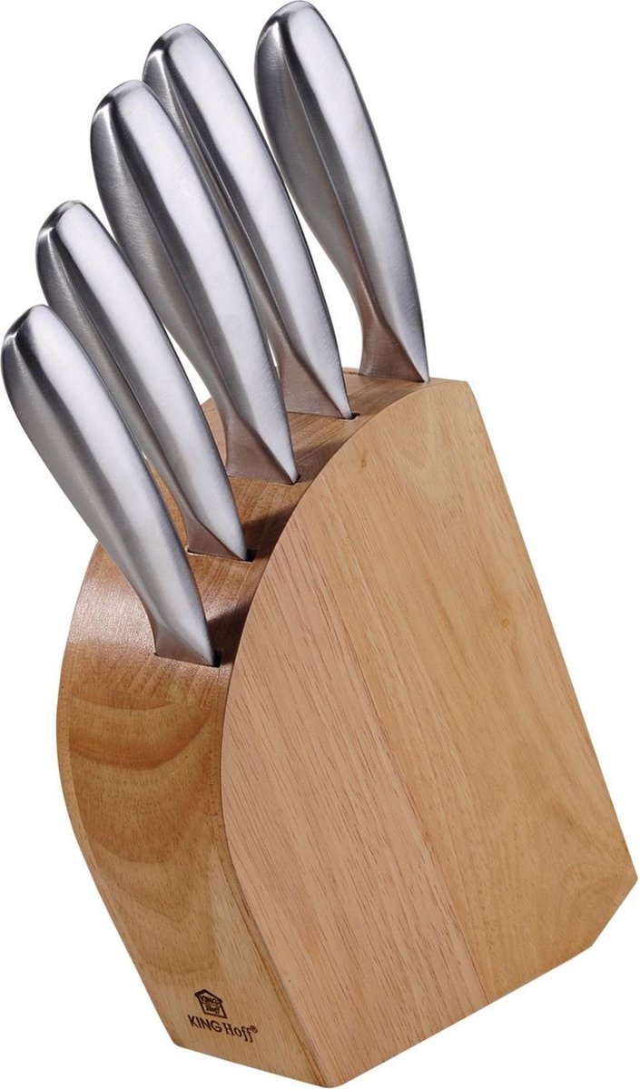 Kinghoff Messerset - Messerblock Holz - Edelstahl - 6-teilig
