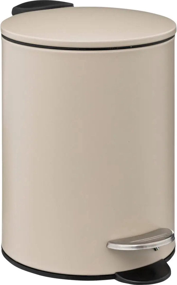 5Five pedaalemmer 3 liter van metaal – zwart, wit, grijs, taupe of beige – foto 15