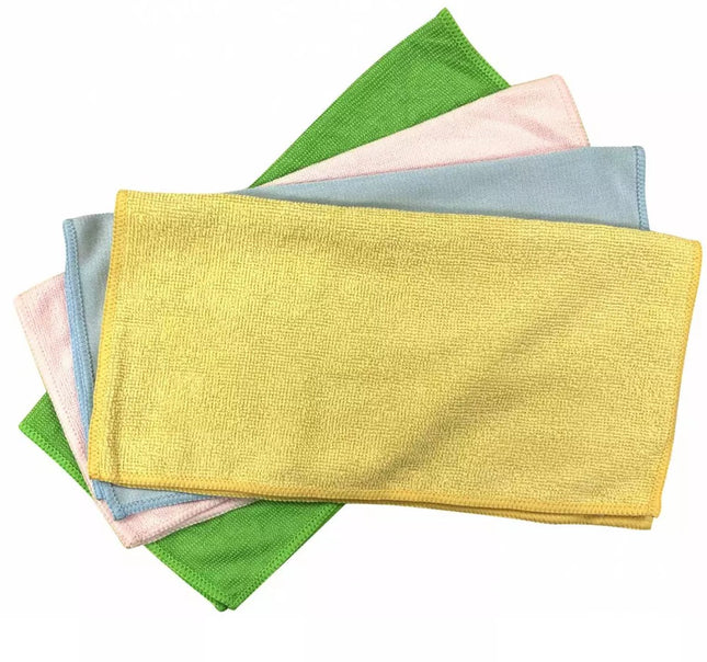 Kinghoff KH2115 Ensemble de Chiffons Microfibres - Chiffons Codés par Couleur en 4 Pièces (32x32 cm) pour Meubles, Verre, Cuisine et Plus Encore