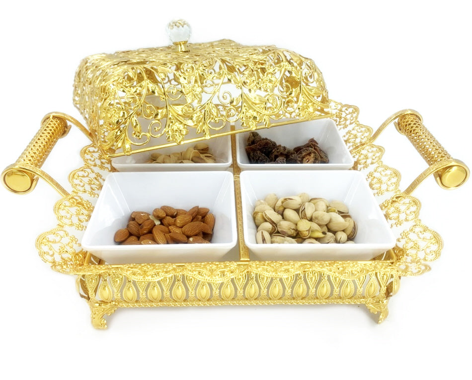 Goudkleurige Candybox  Nootjes schaal - bonbonnière