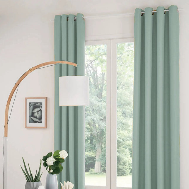 Atmosphera rideaux occultants - lot de 2 - l 135 x L 240 cm - vert menthe - plissé - à œillets - prêts à poser