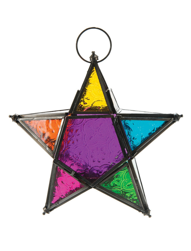 Lanterne marocaine en verre étoile suspendue