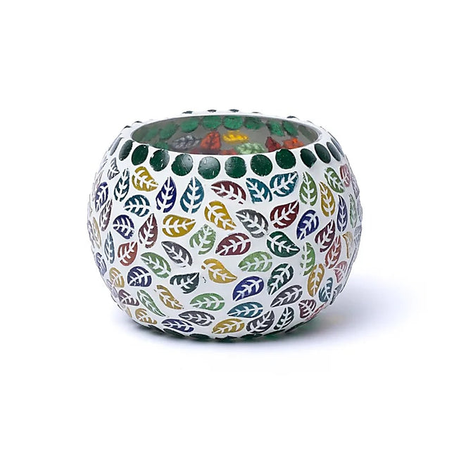 Photophore mosaïque feuilles