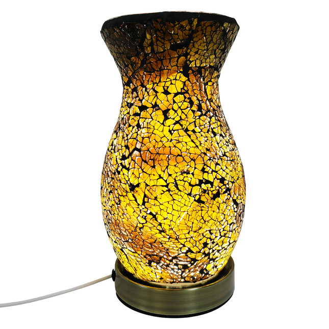Lampe mosaïque - Lampe de table jaune - 22x12x12cm