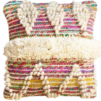 Housse de coussin en fil recyclé blanc/multicolore