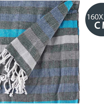 Écharpe multifonction rayée bleue (160 x 200 cm)