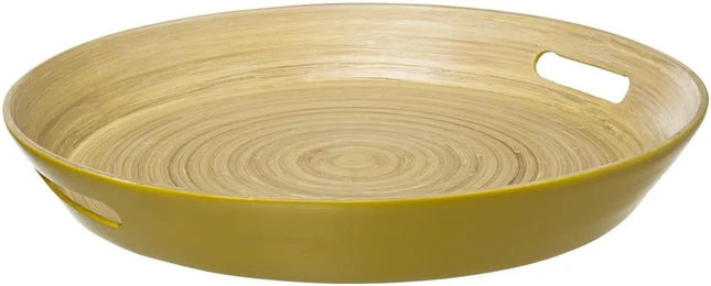 Plateau de service - plateau rond D42 cm bambou avec poignées