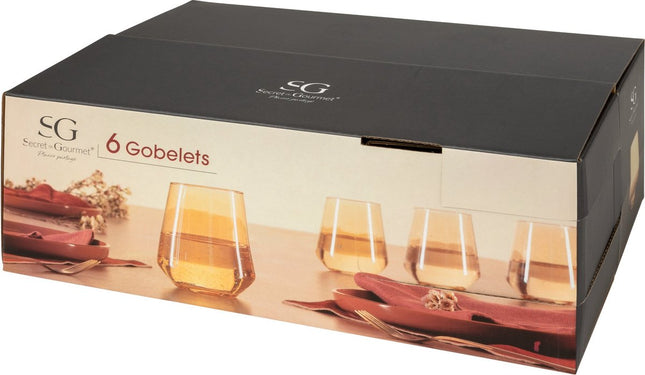 Secret de Gourmet Olga verres à eau 45cl - Lot de 6 - Ambre