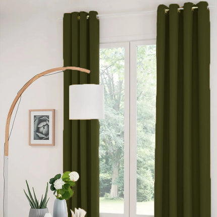 Lot de 2 rideaux occultants Atmosphera - L135 x H240 cm - vert olive