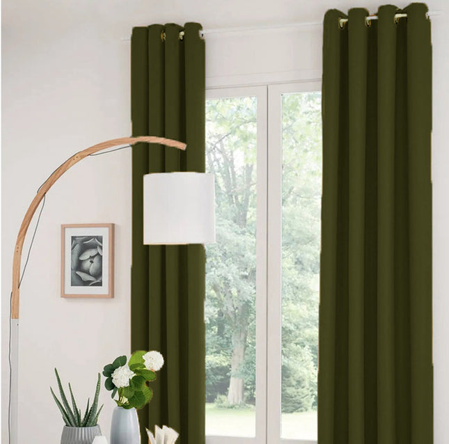 Lot de 2 rideaux occultants Atmosphera - L135 x H240 cm - vert olive