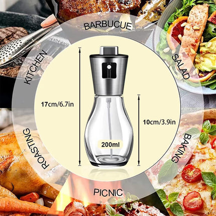 Lot de 2 vaporisateurs d'huile d'olive - Diffuseur d'huile Pompe à huile Spray de cuisson - Acier inoxydable - Rechargeable 200 ml