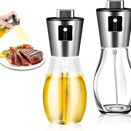 Lot de 2 vaporisateurs d'huile d'olive - Diffuseur d'huile Pompe à huile Spray de cuisson - Acier inoxydable - Rechargeable 200 ml