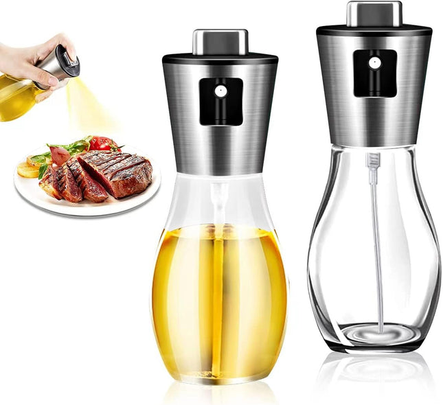 Lot de 2 vaporisateurs d'huile d'olive - Diffuseur d'huile Pompe à huile Spray de cuisson - Acier inoxydable - Rechargeable 200 ml