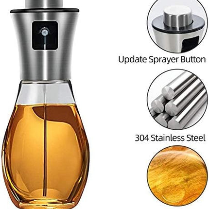Lot de 2 vaporisateurs d'huile d'olive - Diffuseur d'huile Pompe à huile Spray de cuisson - Acier inoxydable - Rechargeable 200 ml
