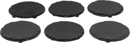 Secret de Gourmet Dessous de Verre - dans un support - 6P - anthracite - ardoise - 10 cm