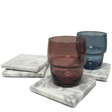 Sous-verres en marbre pour verres - 4 p. Blanc