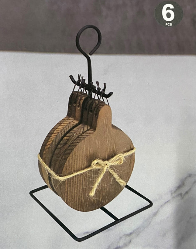 Dessous de verre en bois naturel sur support