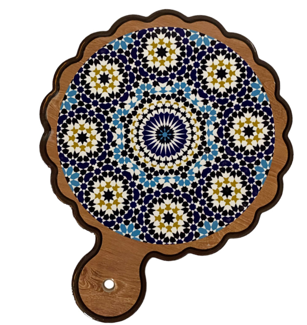 Geometric Moroccan coaster with handle Ø18