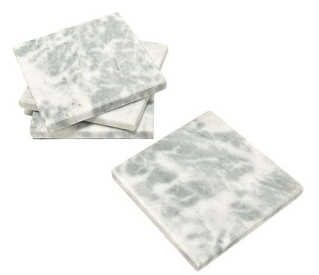 Marmeren onderzetters voor glazen - 4 stk. Wit