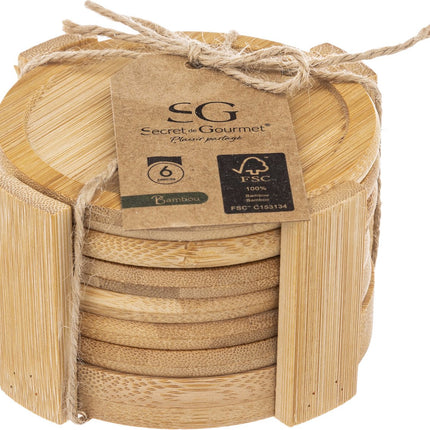 Lot de 6 sous-verres ronds en bambou
